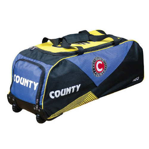 Hunts County Neo Wheelie Cricket Bag 2023/24 - Blue/Yellow/Black