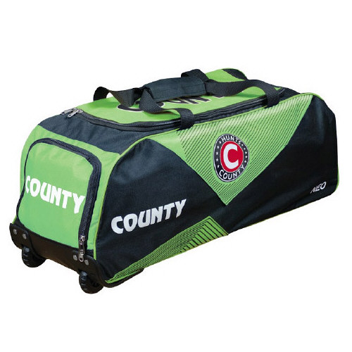Hunts County Neo Wheelie Cricket Bag 2023/24 - Green/Black