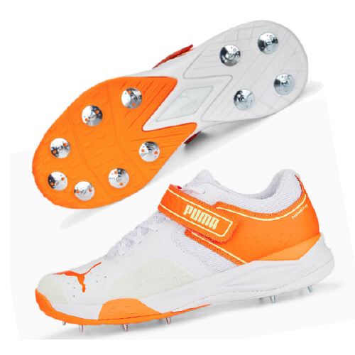 Puma 22.1 Cricket Bowling Shoes 2023 - White/Ultra Orange Snr