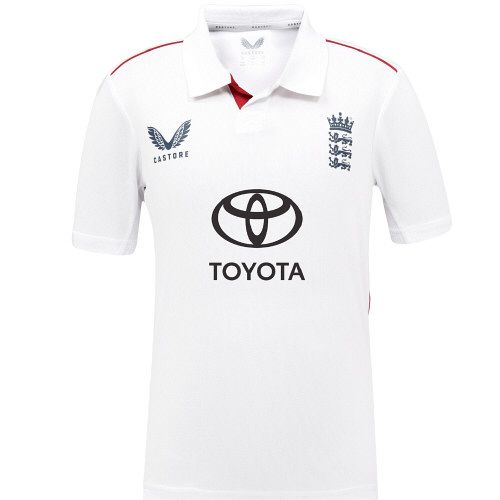 2026 England Castore Personalised Test Cricket Shirt Jnr front