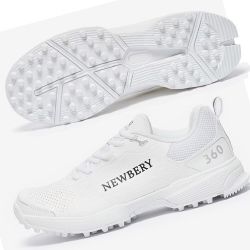 Newbery 360 Full Rubber Cricket Shoes White/White 2025 Snr
